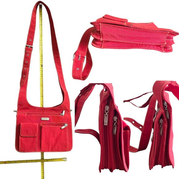 Red Baggallini Everywhere Crossbody Shoulder Bag Cargo Nylon Expandable - Picture 5 of 7